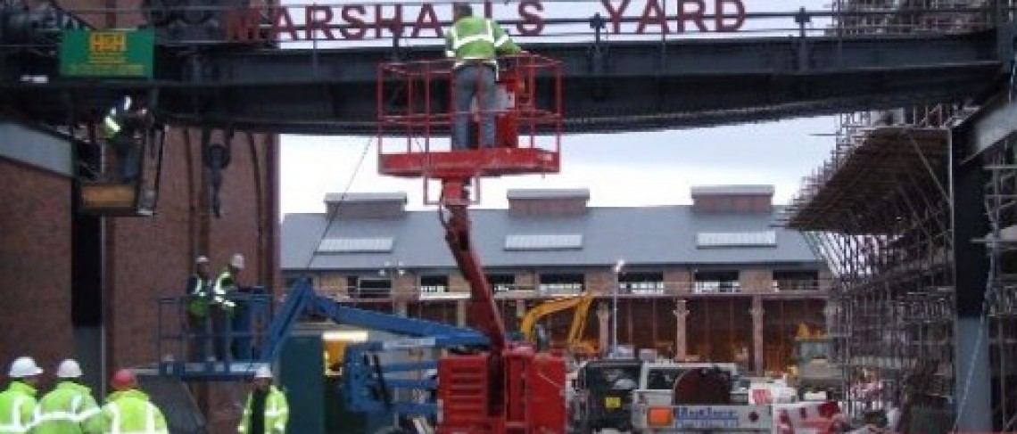 Restored rope crane back at Marshall's Yard