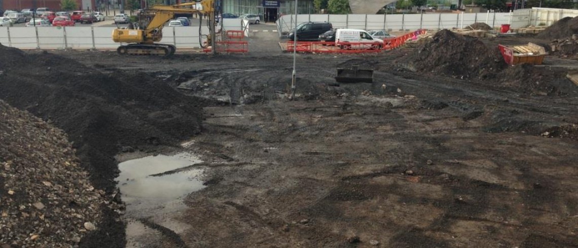 Site cleared ready for foundations at Alexandra Park in Tunstall 